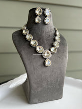 Load image into Gallery viewer, Uncut Kundan Delicate Cz Silver Foiled Necklace set

