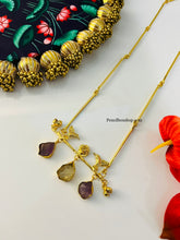 Load image into Gallery viewer, Peacock Contemporary Natural Stone Brass Long Chain Necklace
