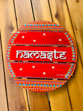 Load image into Gallery viewer, Namaste Handpainted Dot work Red multicolor Wall Hanging
