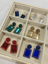 Load image into Gallery viewer, Crystal Stone with matchings stones Rectangle Earrings IDW
