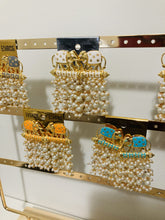Load image into Gallery viewer, Elephant meenakari pearl cluster earrings for women
